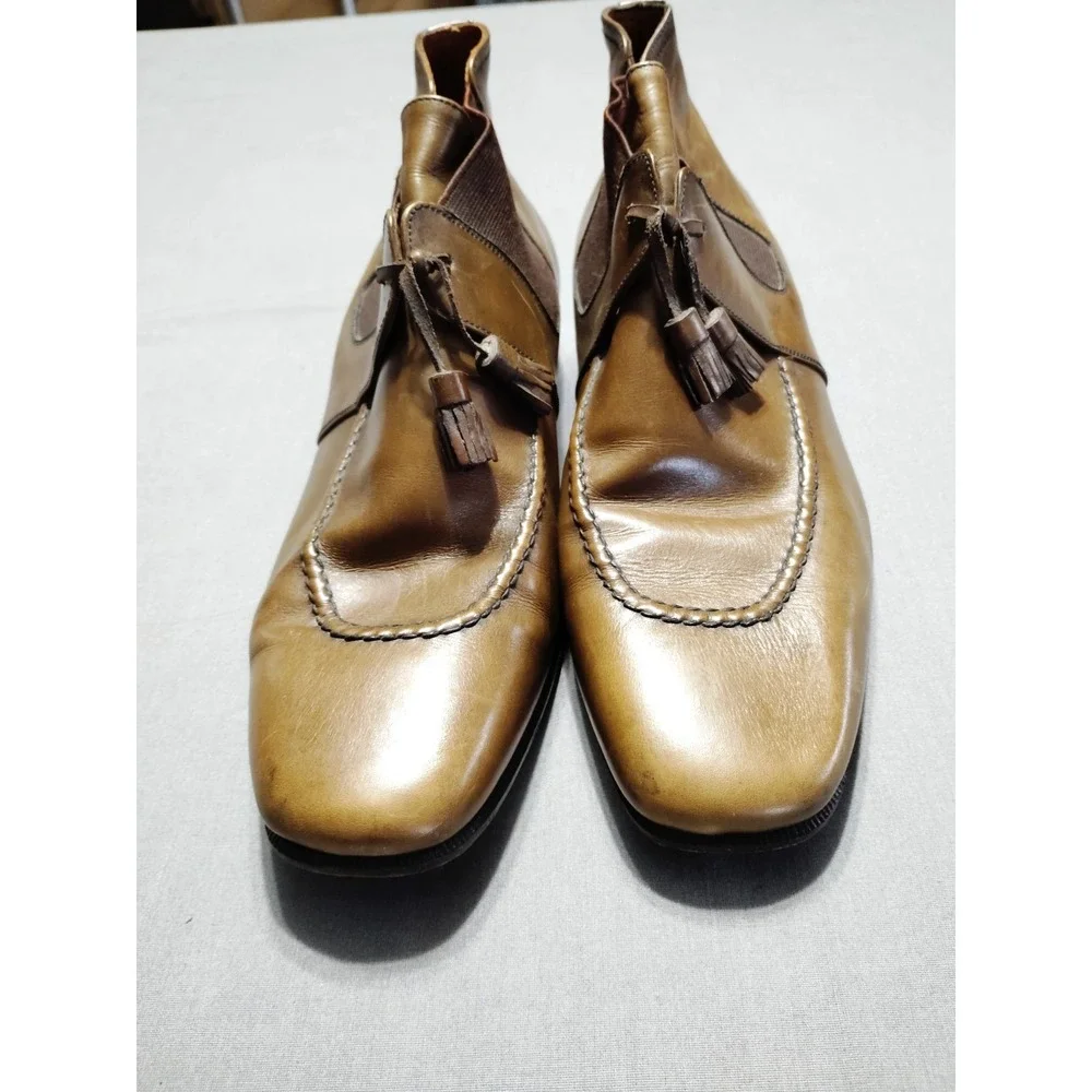 RL Rosetti Made In Italy For Battaglia Men‎ OLIVE BROWN Tassel Tie Shoe Boot 8.5